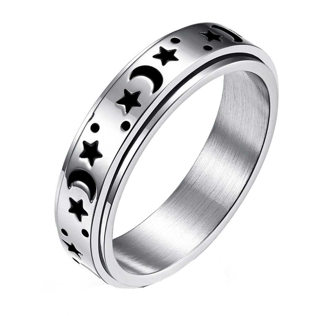 Nylry Moon and Star Spinner Ring